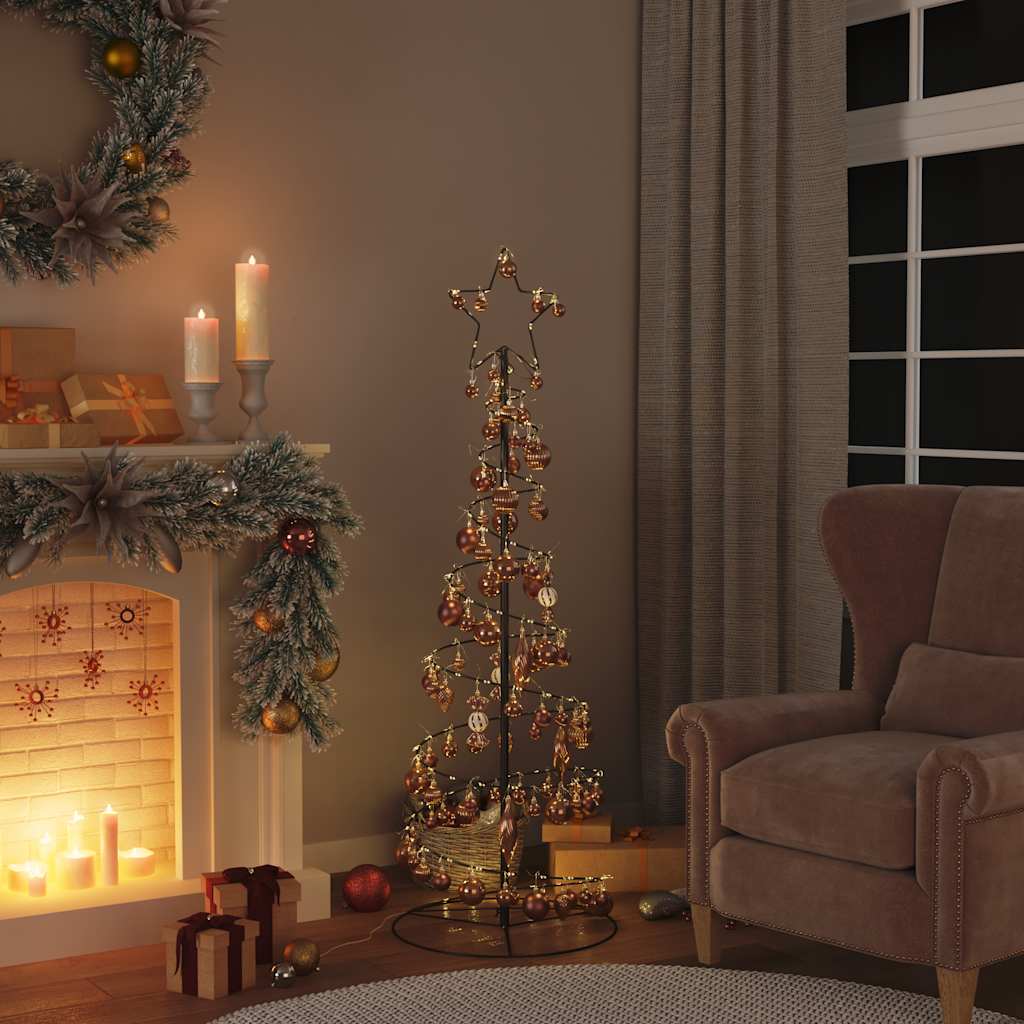 Albero di Natale a LED con Palline 100 LED Bianco Caldo 150 cm