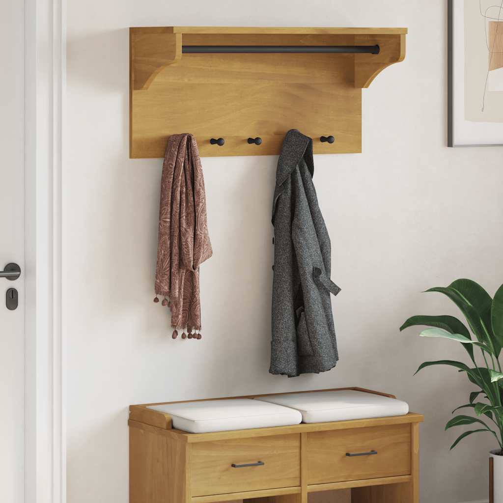 Appendiabiti da Parete SANDNES 87x30x42 cm in Legno di Pino