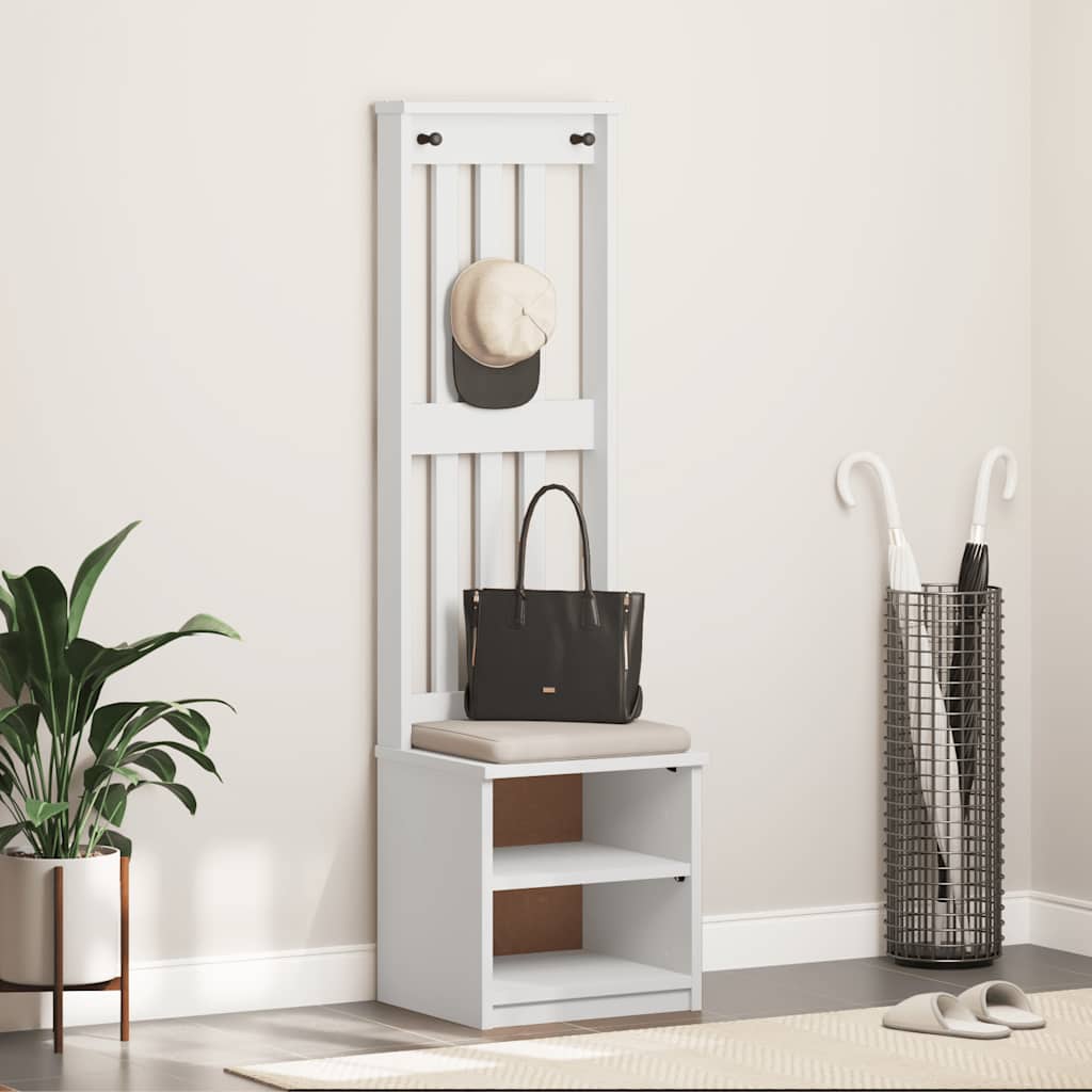 Albero da Ingresso SANDNES Bianco 45x40x159,5 cm Legno di Pino