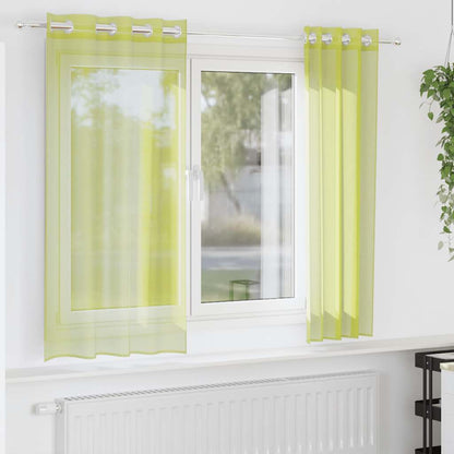 Tende in Voile con Occhielli 2 pz Verde Mela 140x140 cm