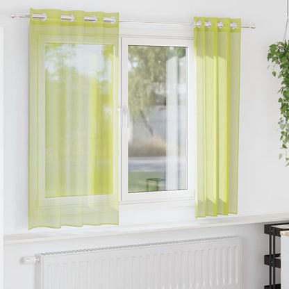 Tende in Voile con Occhielli 2 pz Verde Mela 140x175 cm