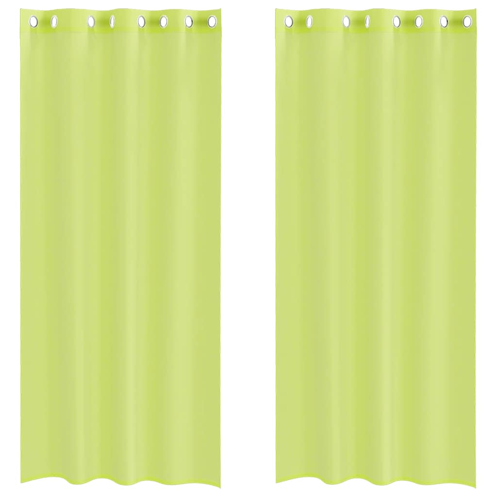 Tende in Voile con Occhielli 2 pz Verde Mela 140x225 cm