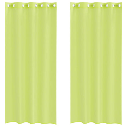 Tende in Voile con Occhielli 2 pz Verde Mela 140x245 cm