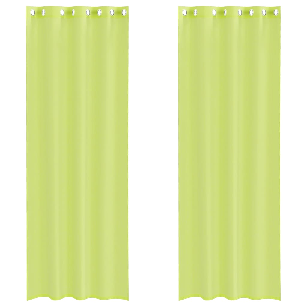 Tende in Voile con Occhielli 2 pz Verde Mela 140x260 cm