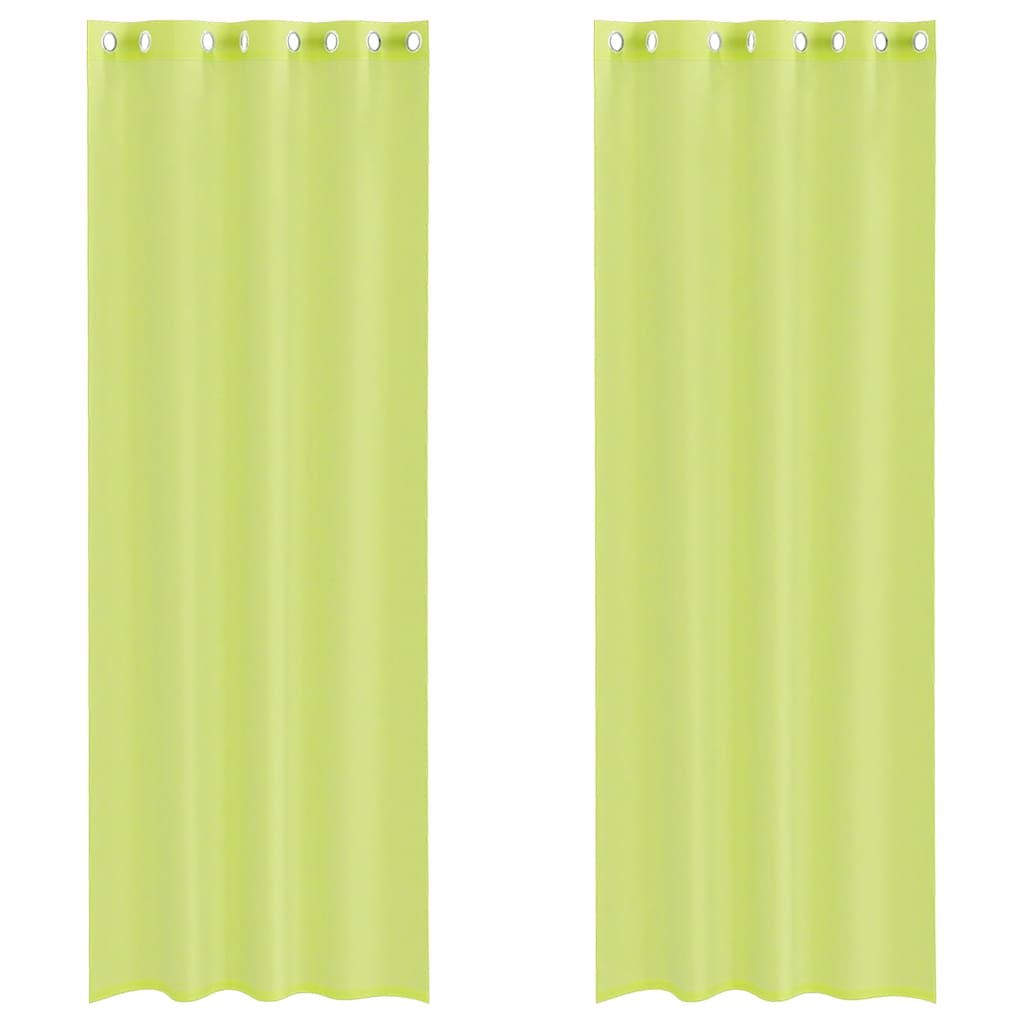 Tende in Voile con Occhielli 2 pz Verde Mela 140x300 cm