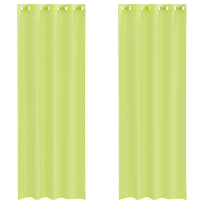 Tende in Voile con Occhielli 2 pz Verde Mela 140x300 cm