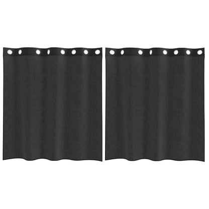 Tende in Voile con Occhielli 2 pz Nero 140x140 cm