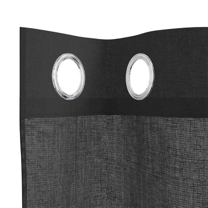 Tende in Voile con Occhielli 2 pz Nero 140x140 cm