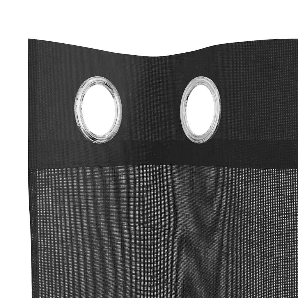 Tende in Voile con Occhielli 2 pz Nero 140x175 cm