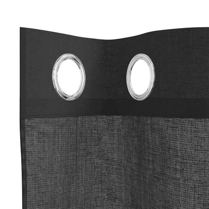 Tende in Voile con Occhielli 2 pz Nero 140x175 cm