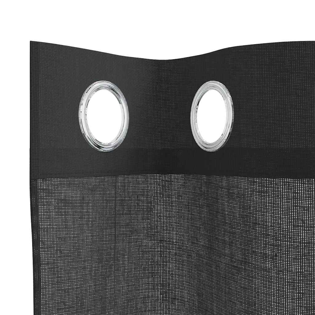 Tende in Voile con Occhielli 2 pz Nero 140x225 cm