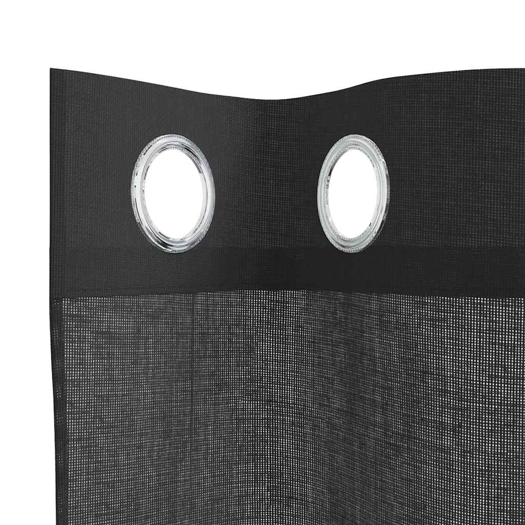 Tende in Voile con Occhielli 2 pz Nero 140x245 cm