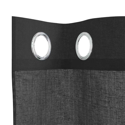Tende in Voile con Occhielli 2 pz Nero 140x245 cm