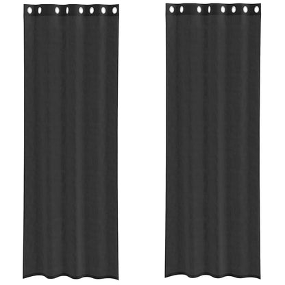 Tende in Voile con Occhielli 2 pz Nero 140x260 cm