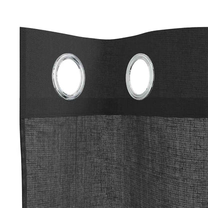 Tende in Voile con Occhielli 2 pz Nero 140x300 cm