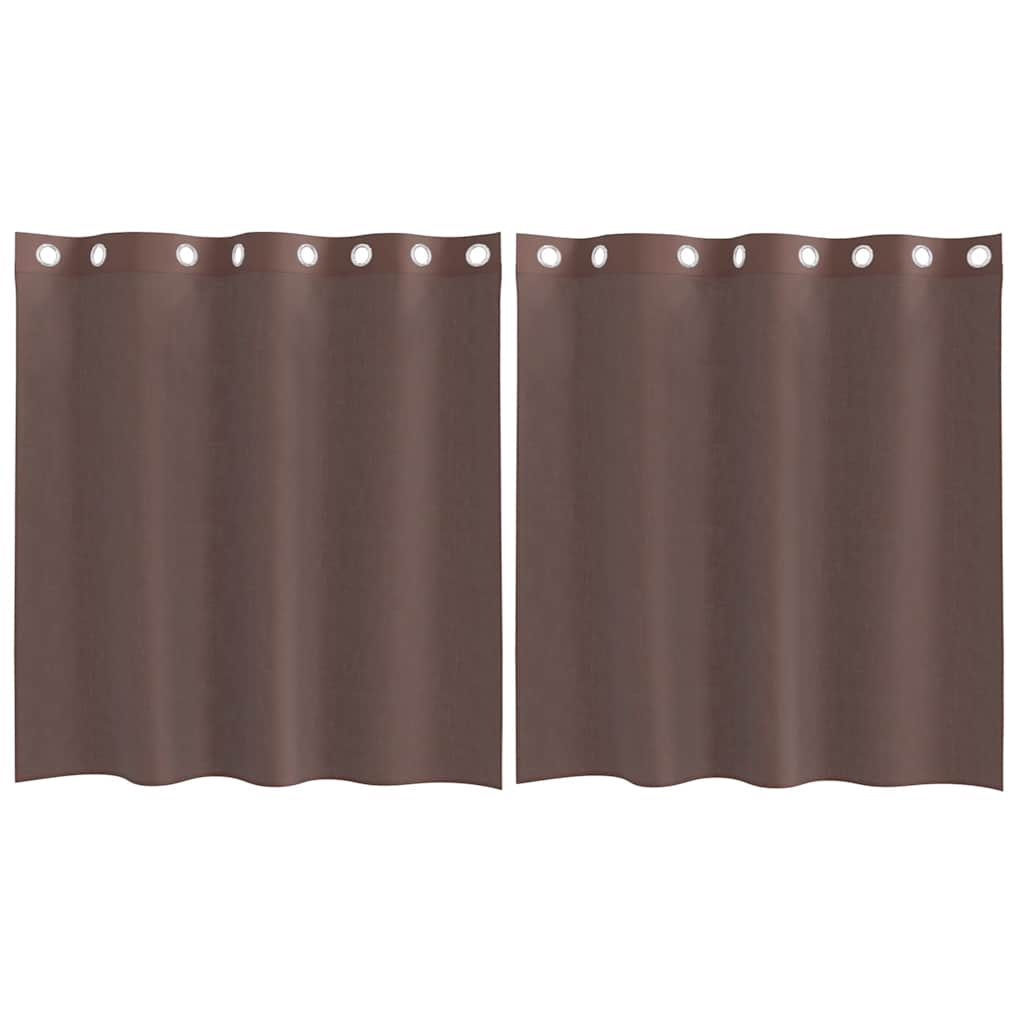 Tende in Voile con Occhielli 2 pz Marrone 140x140 cm