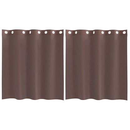 Tende in Voile con Occhielli 2 pz Marrone 140x140 cm