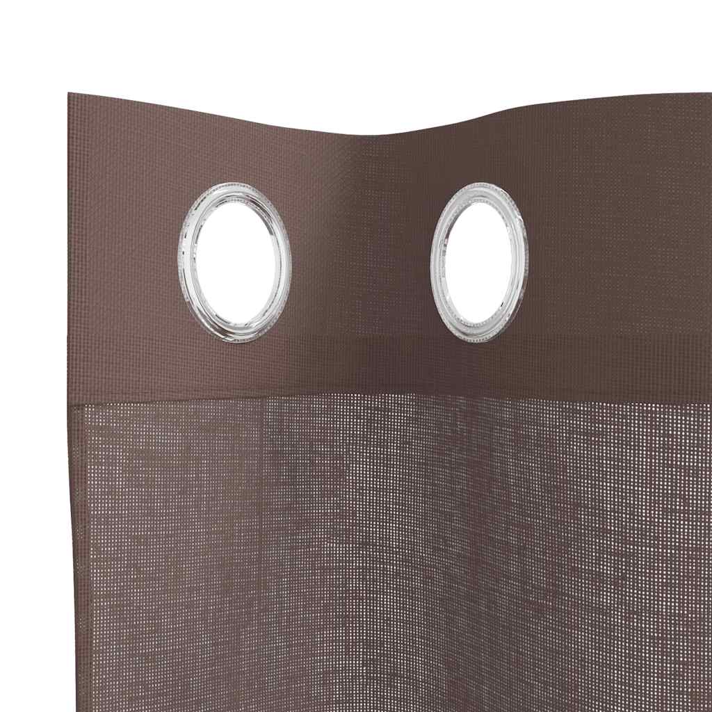 Tende in Voile con Occhielli 2 pz Marrone 140x140 cm