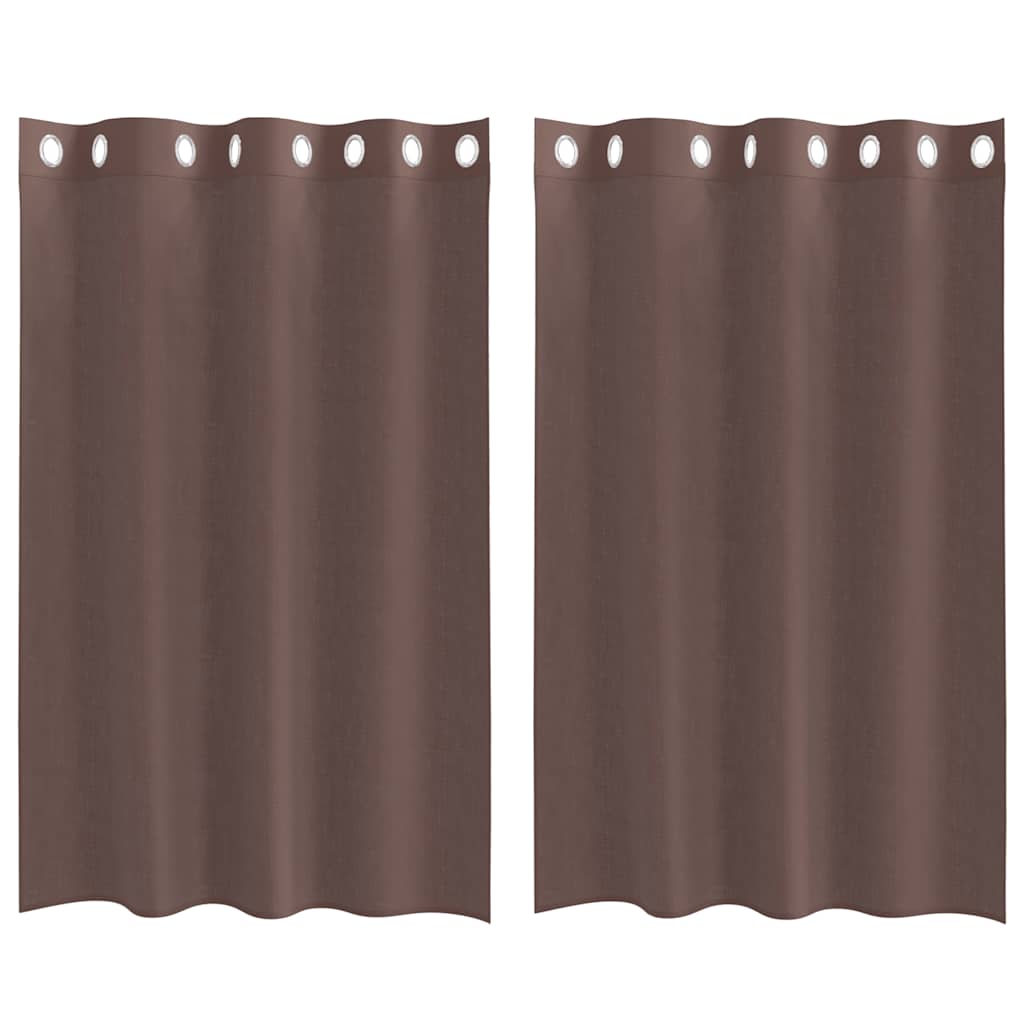 Tende in Voile con Occhielli 2 pz Marrone 140x175 cm