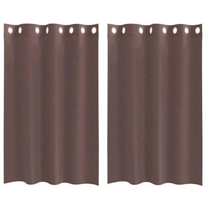Tende in Voile con Occhielli 2 pz Marrone 140x175 cm