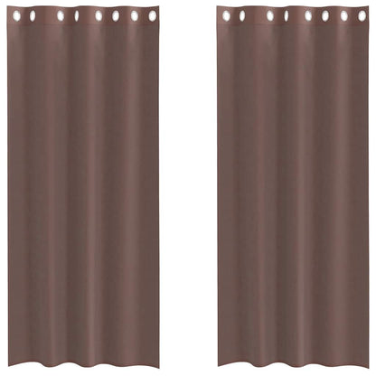 Tende in Voile con Occhielli 2 pz Marrone 140x225 cm
