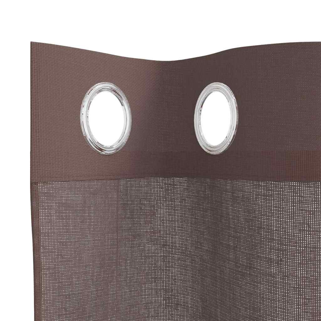 Tende in Voile con Occhielli 2 pz Marrone 140x225 cm