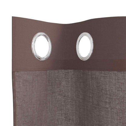 Tende in Voile con Occhielli 2 pz Marrone 140x225 cm