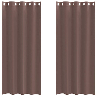 Tende in Voile con Occhielli 2 pz Marrone 140x245 cm