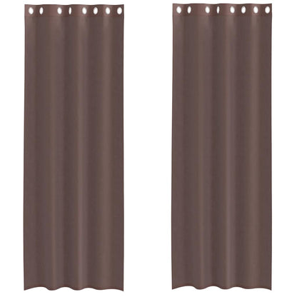 Tende in Voile con Occhielli 2 pz Marrone 140x260 cm
