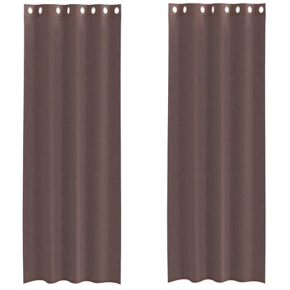Tende in Voile con Occhielli 2 pz Marrone 140x300 cm