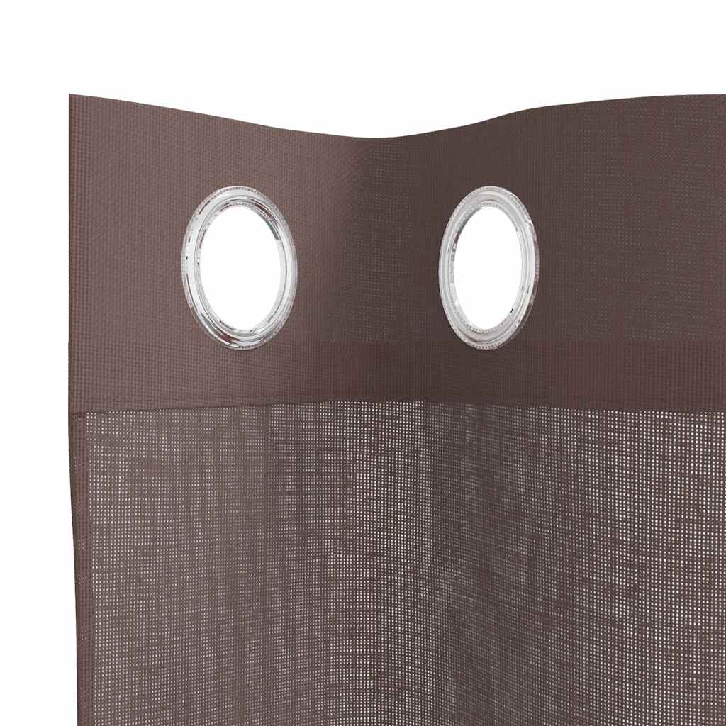 Tende in Voile con Occhielli 2 pz Marrone 140x300 cm