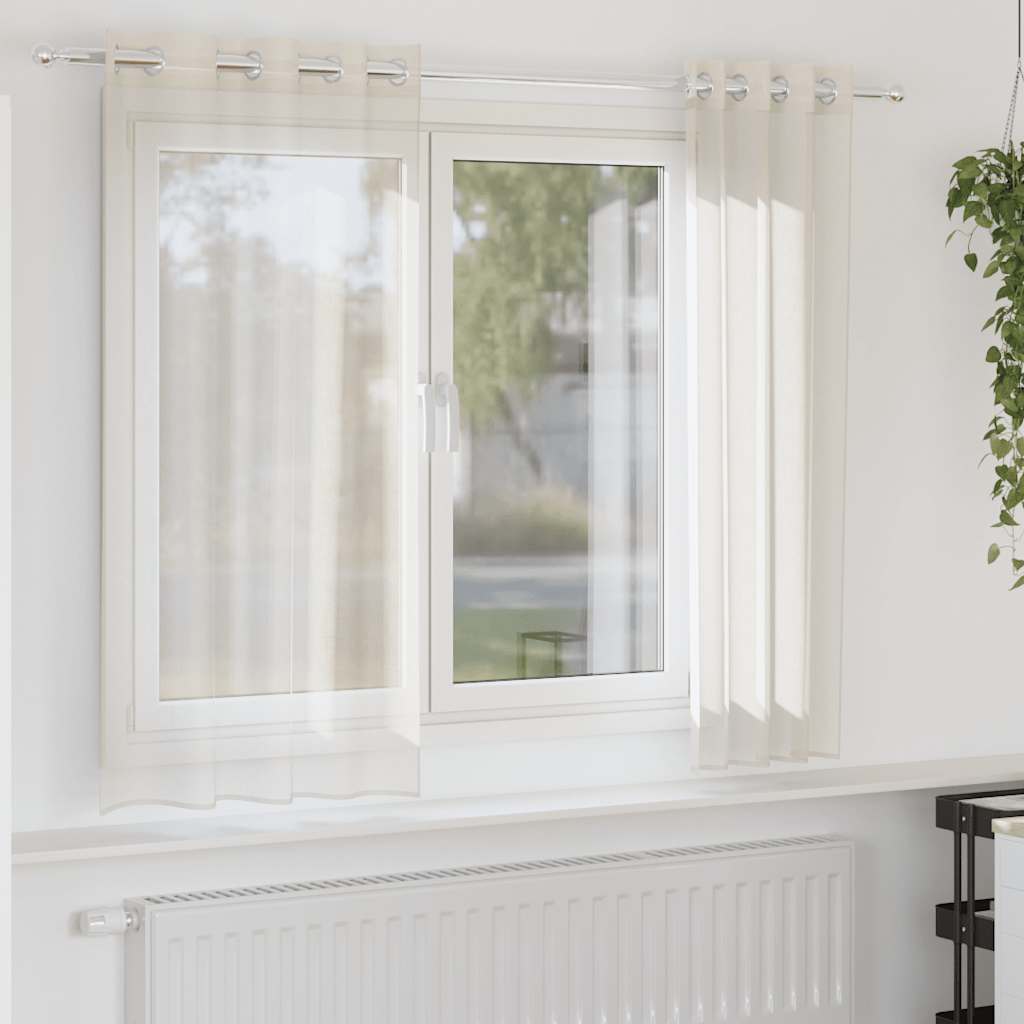Tende in Voile con Occhielli 2 pz Crema 140x175 cm