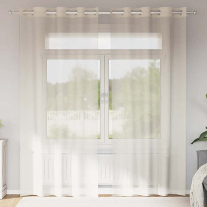 Tende in Voile con Occhielli 2 pz Crema 140x225 cm