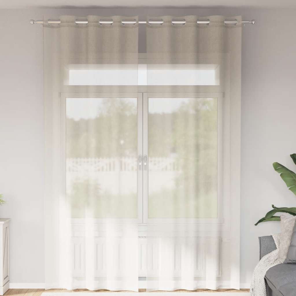 Tende in Voile con Occhielli 2 pz Crema 140x300 cm