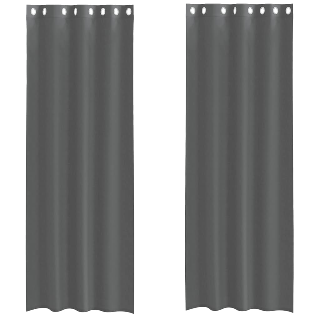 Tende in Voile con Occhielli 2 pz Grigio Scuro 140x300 cm