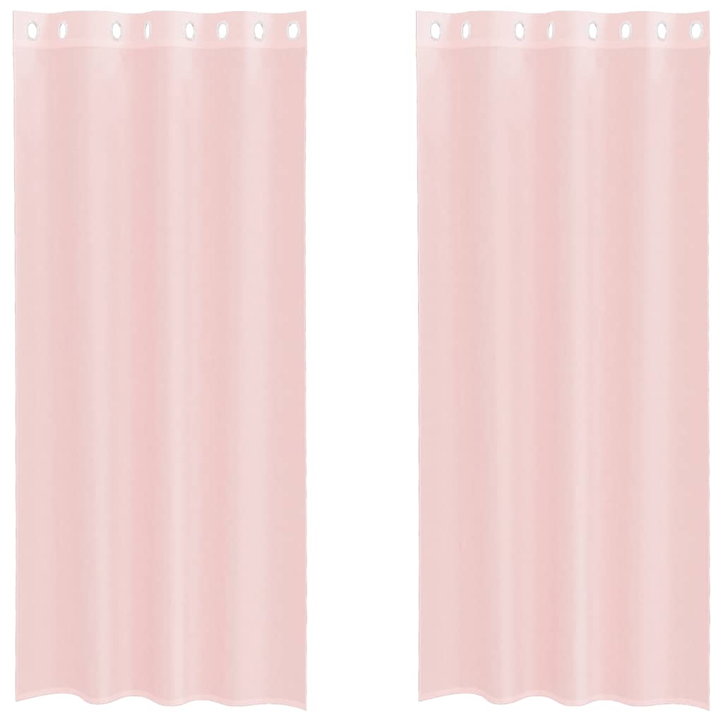 Tende in Voile con Occhielli 2 pz Rosa Chiaro 140x225 cm