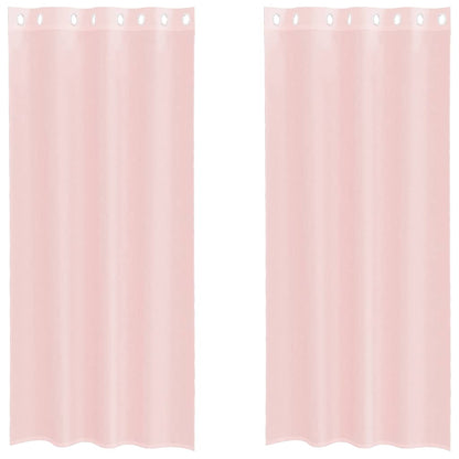 Tende in Voile con Occhielli 2 pz Rosa Chiaro 140x225 cm