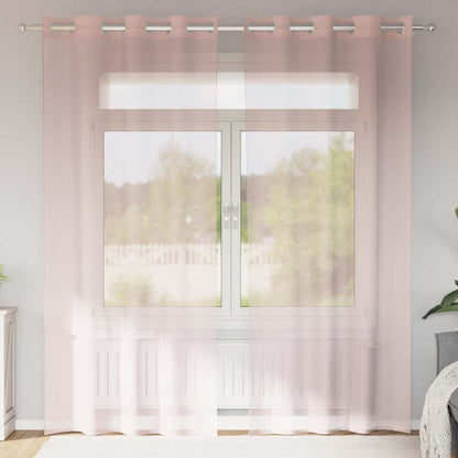 Tende in Voile con Occhielli 2 pz Rosa Chiaro 140x225 cm