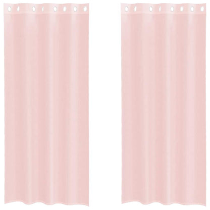Tende in Voile con Occhielli 2 pz Rosa Chiaro 140x245 cm