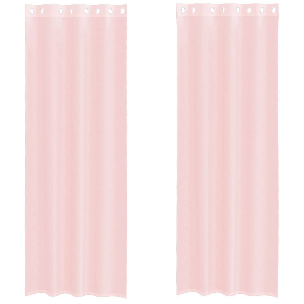 Tende in Voile con Occhielli 2 pz Rosa Chiaro 140x260 cm