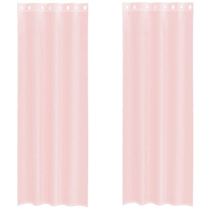 Tende in Voile con Occhielli 2 pz Rosa Chiaro 140x260 cm