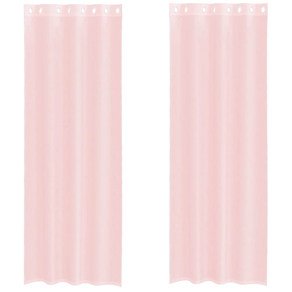 Tende in Voile con Occhielli 2 pz Rosa Chiaro 140x300 cm