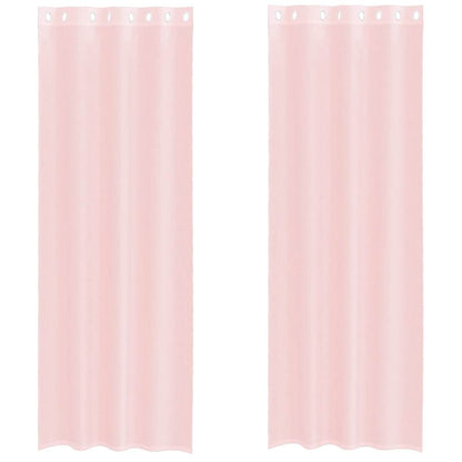 Tende in Voile con Occhielli 2 pz Rosa Chiaro 140x300 cm