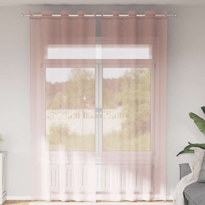Tende in Voile con Occhielli 2 pz Rosa Chiaro 140x300 cm