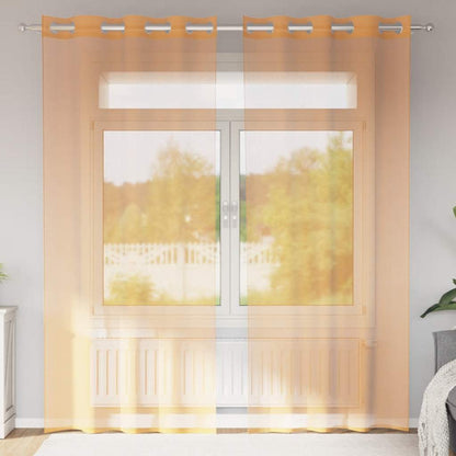 Tende in Voile con Occhielli 2 pz Arancio 140x245 cm