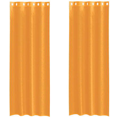 Tende in Voile con Occhielli 2 pz Arancio 140x260 cm