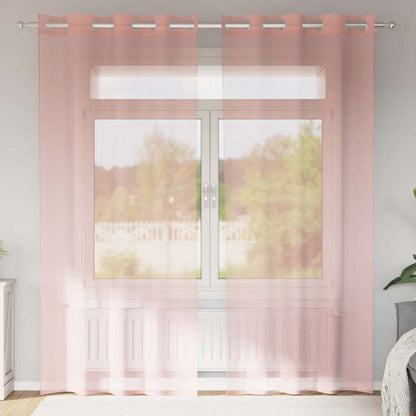 Tende in Voile con Occhielli 2 pz Rosa 140x225 cm