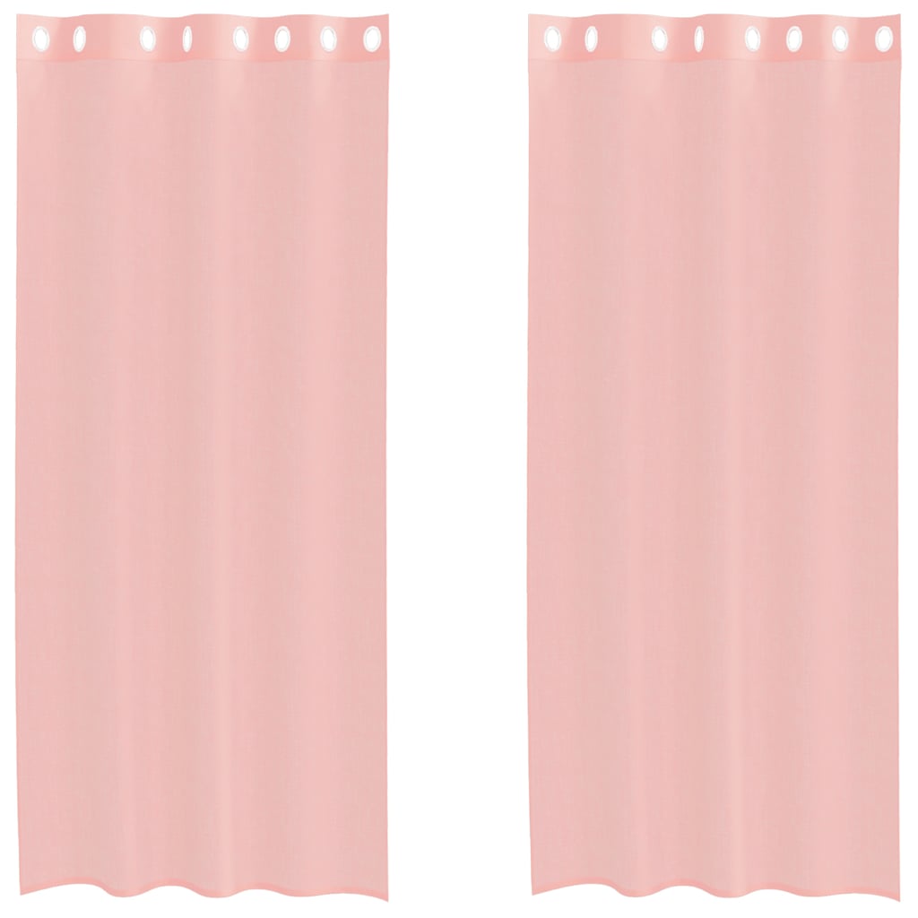 Tende in Voile con Occhielli 2 pz Rosa 140x245 cm