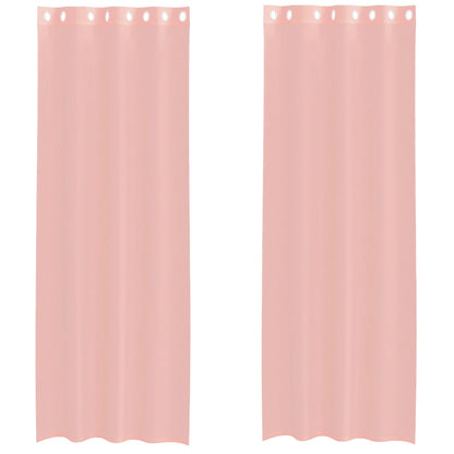 Tende in Voile con Occhielli 2 pz Rosa 140x260 cm
