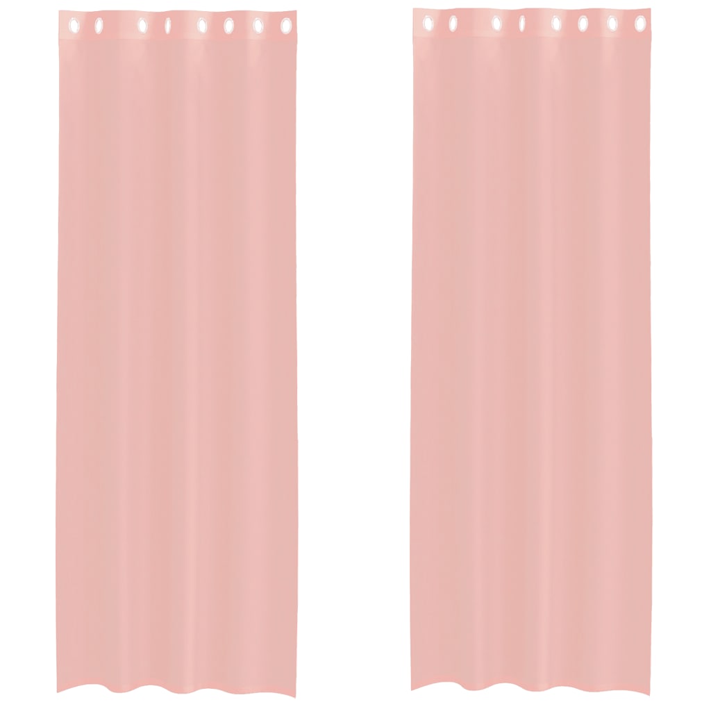 Tende in Voile con Occhielli 2 pz Rosa 140x300 cm